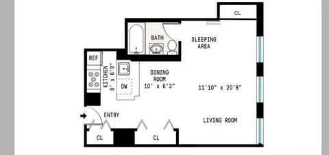 a picture of a bench in a white building