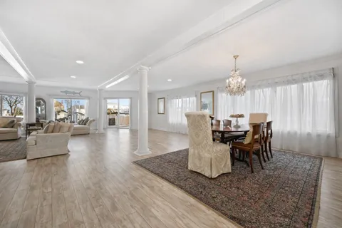 a view of a dining room and livingroom view