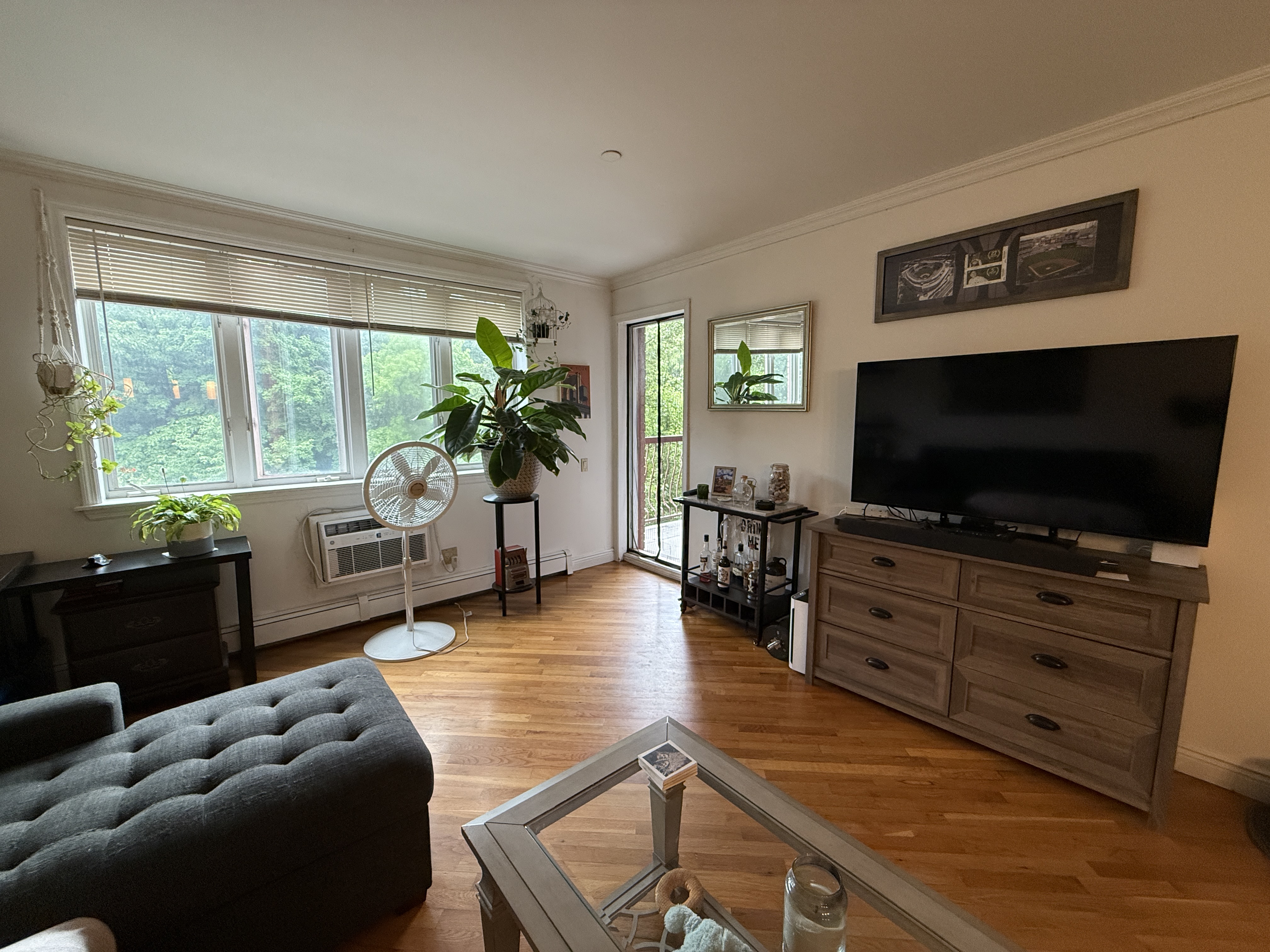 101 Prospect Park Southwest, Unit 3B Brooklyn, NY 11218 - Photo 17 of 23 a living room with furniture and a flat screen tv