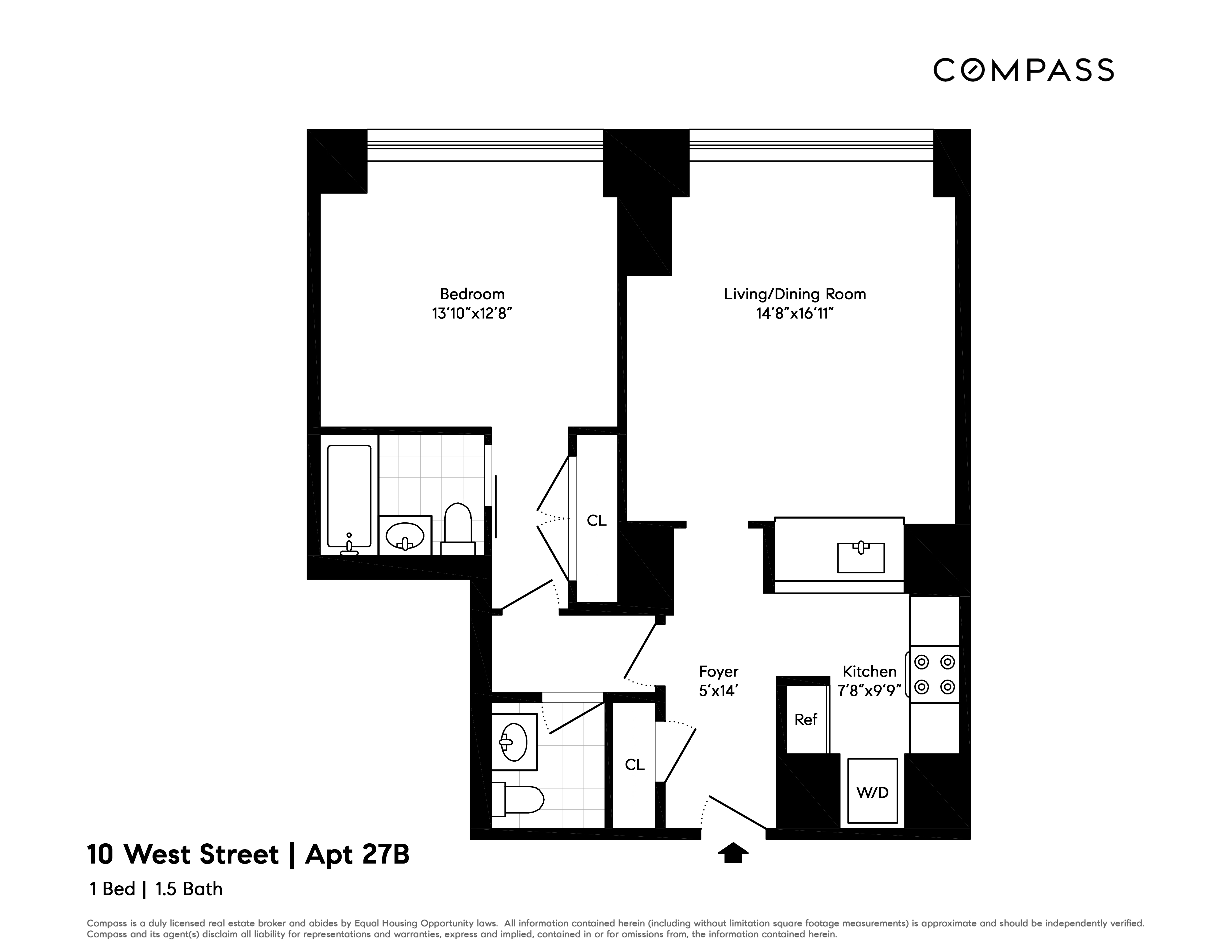 10 West Street, Unit 27B Manhattan, NY 10004 - Photo 8 of 8 a picture of a floor plan
