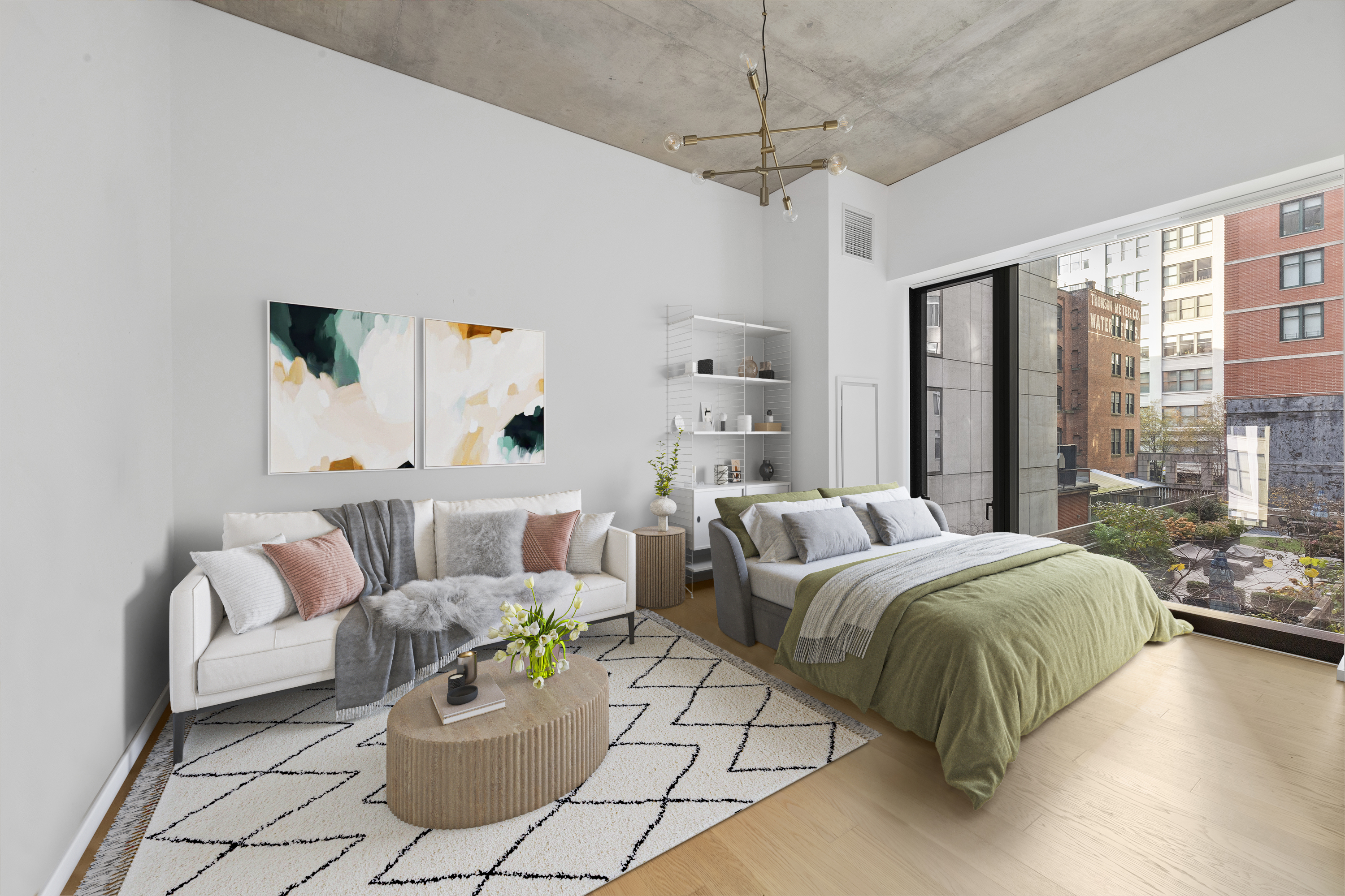 98 Front Street, Unit 4A Brooklyn, NY 11201 - Photo 1 of 6 a living room with furniture and a large window