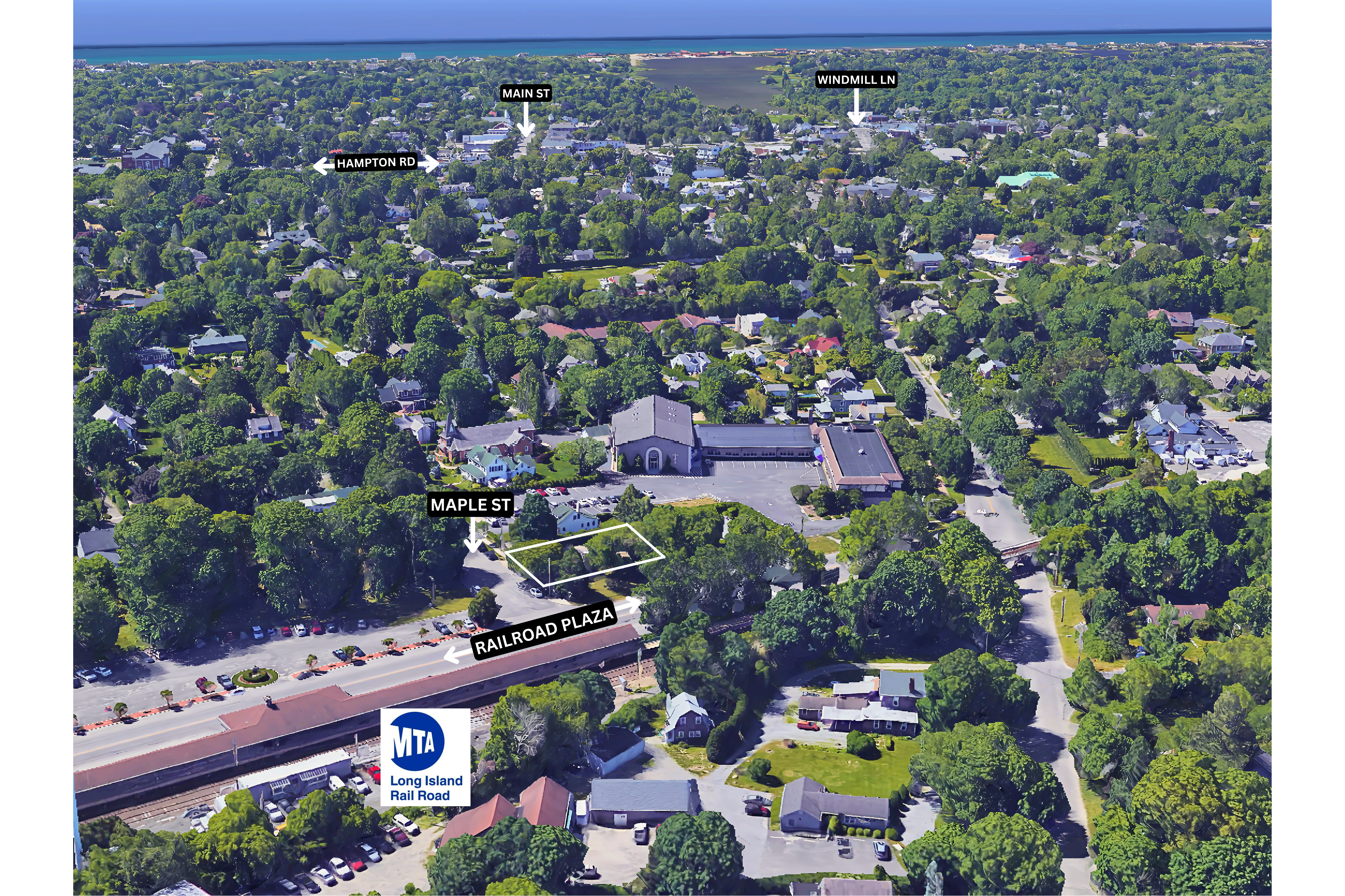 59 Maple Street Southampton, NY 11968 - Photo 6 of 6 an aerial view of residential house with outdoor space and swimming pool