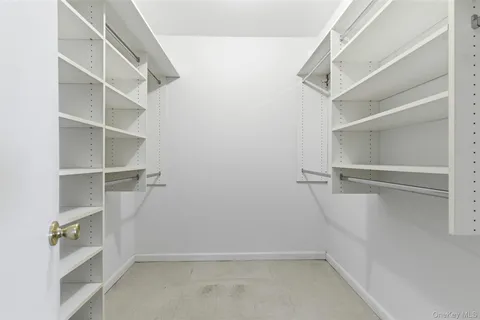 a view of walk in closet with empty racks