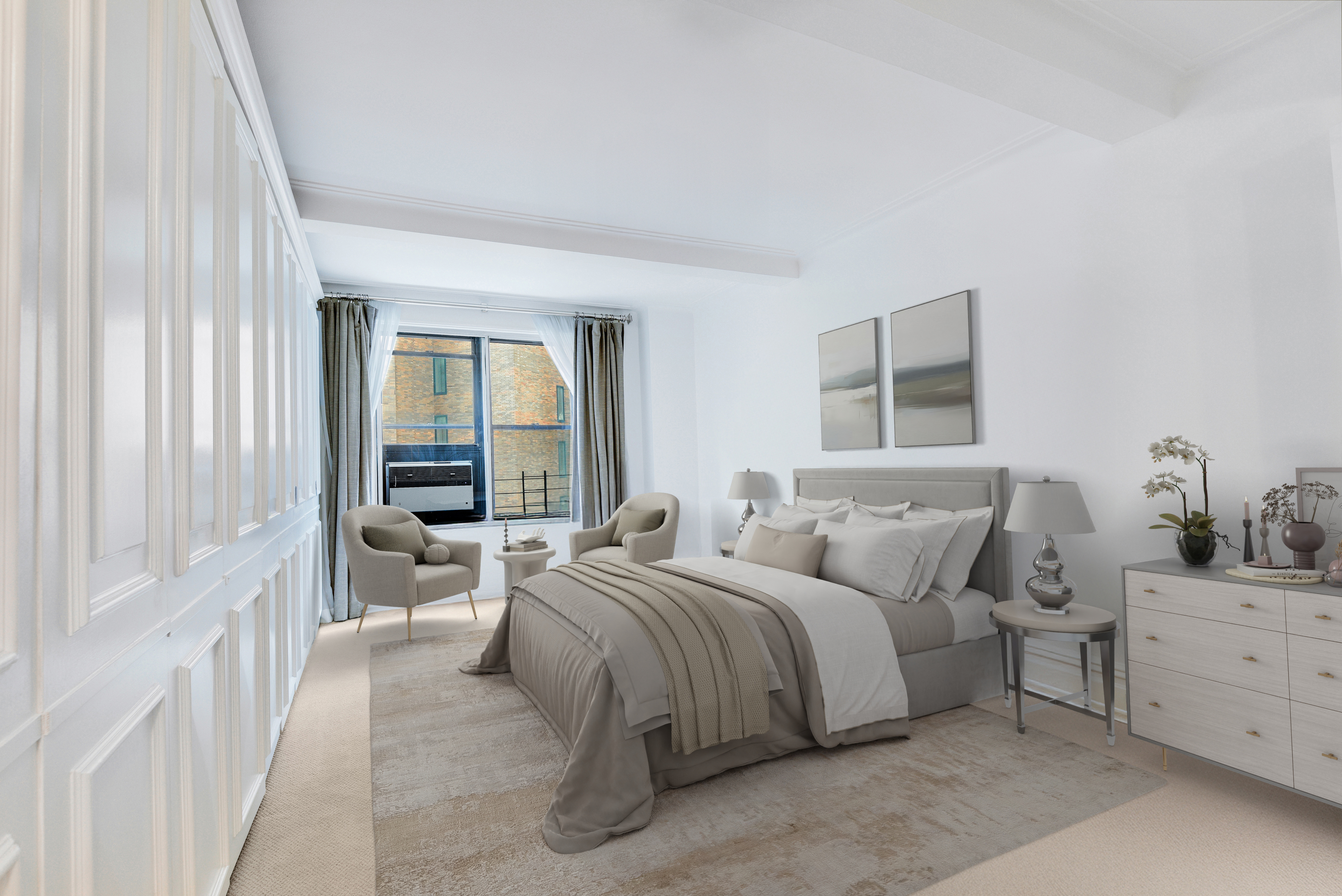 7 Park Avenue, Unit 8A9ABC Manhattan, NY 10016 - Photo 21 of 23 a bedroom with a bed and a couch