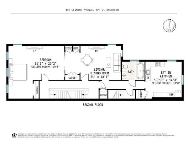 $6,000 | 419 Clinton Avenue, Unit 2B | Clinton Hill