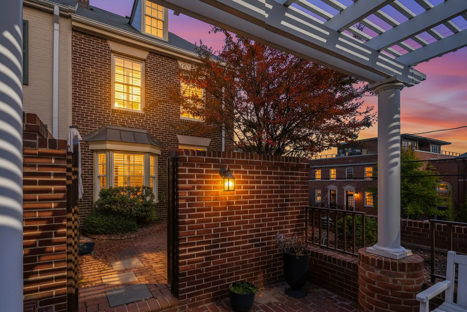 a view of a porch with a door