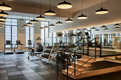 a view of a room with gym equipment