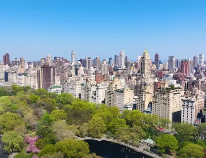 a view of a city with tall buildings in the background