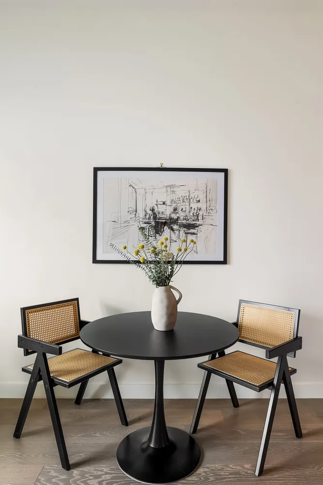 a view of a workspace with furniture