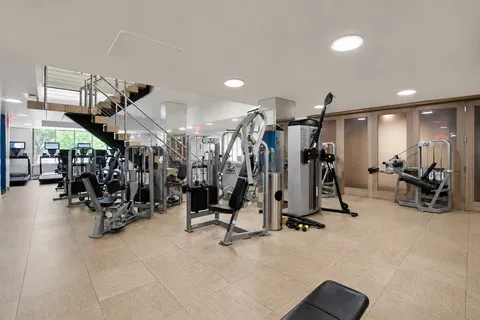 a view of a room with gym equipment