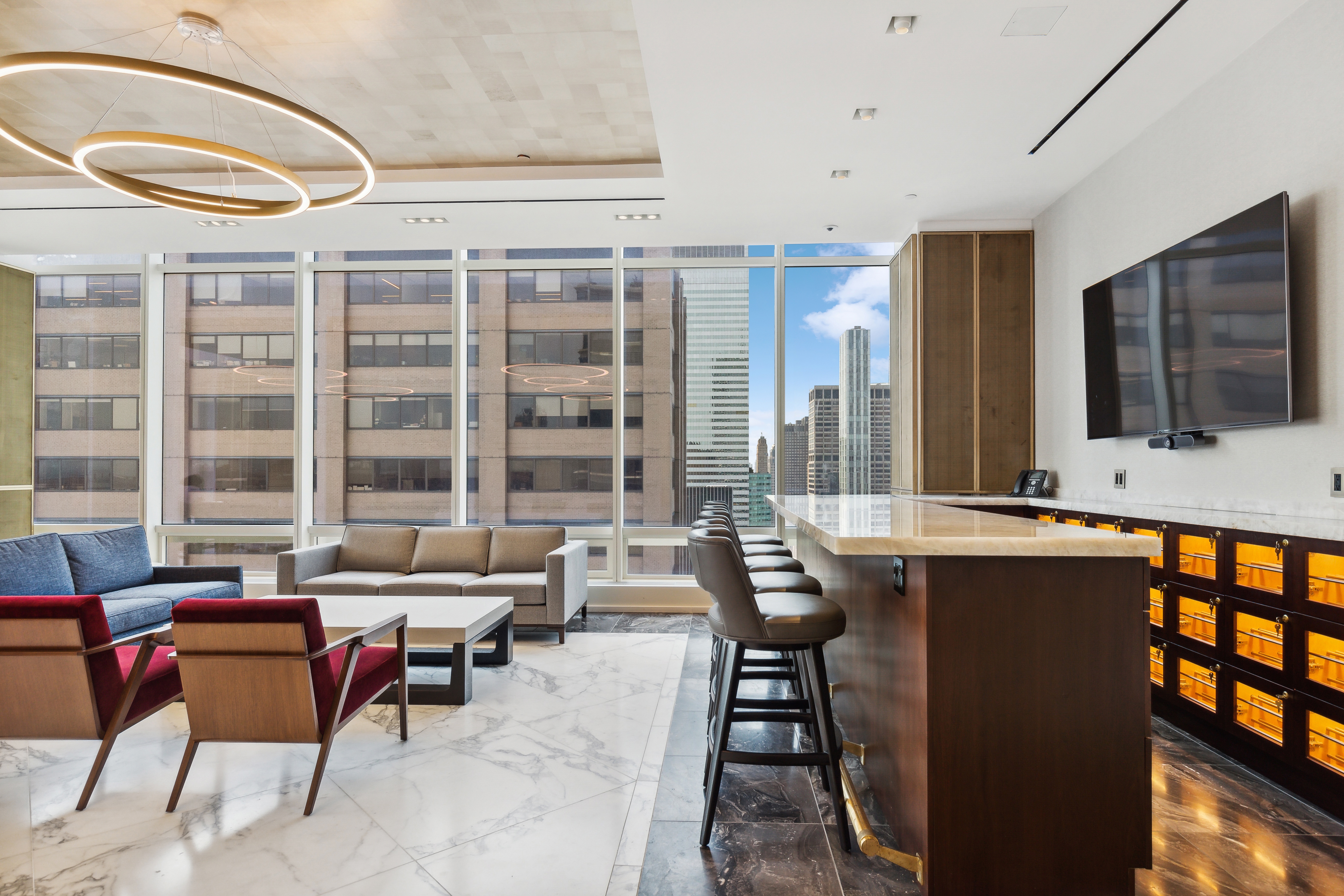 151 East 58th Street, Unit 32C Manhattan, NY 10022 - Photo 13 of 15 a outdoor space with a large window and furniture