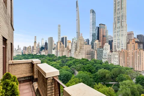 a view of a city with tall buildings