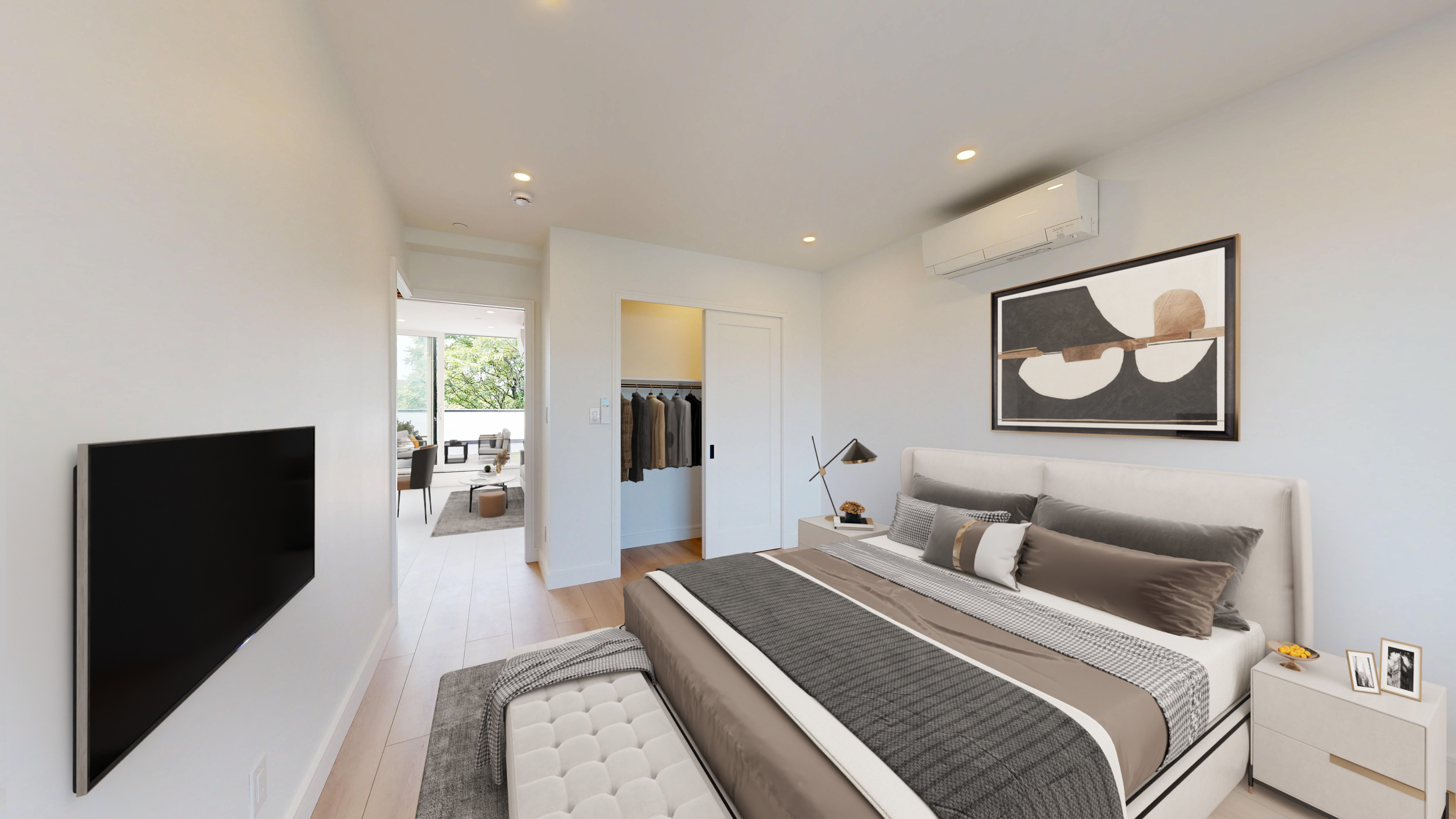 5614 3rd Avenue, Unit 3 Brooklyn, NY 11220 - Photo 5 of 11 a bedroom with furniture and a flat screen tv