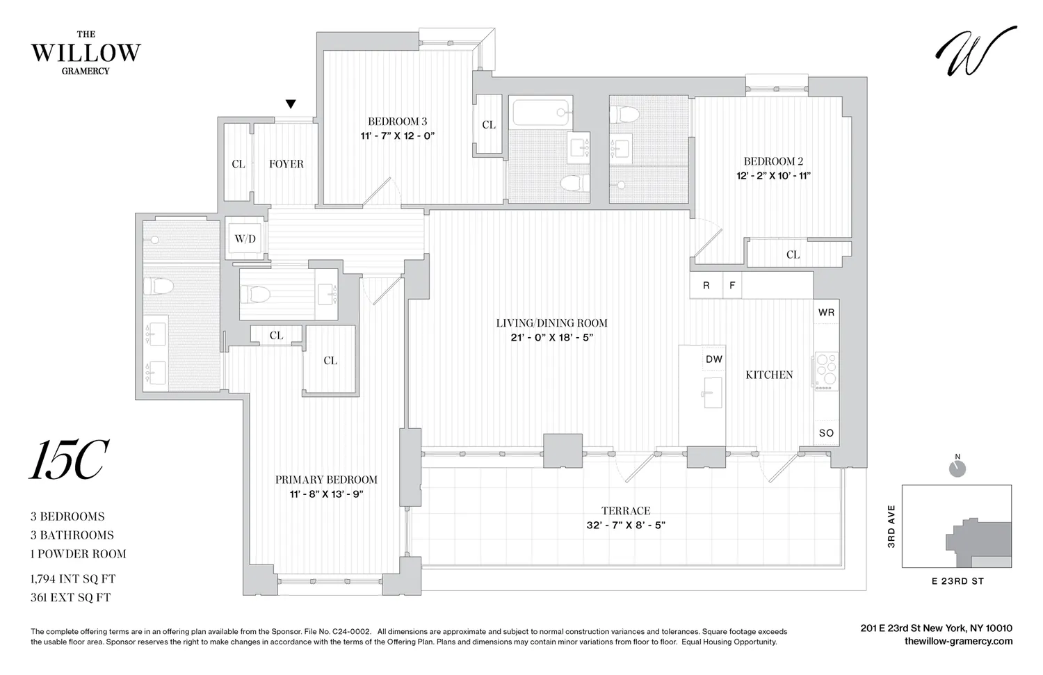 $4,620,000 | 201 East 23rd Street, Unit 15C | Gramercy