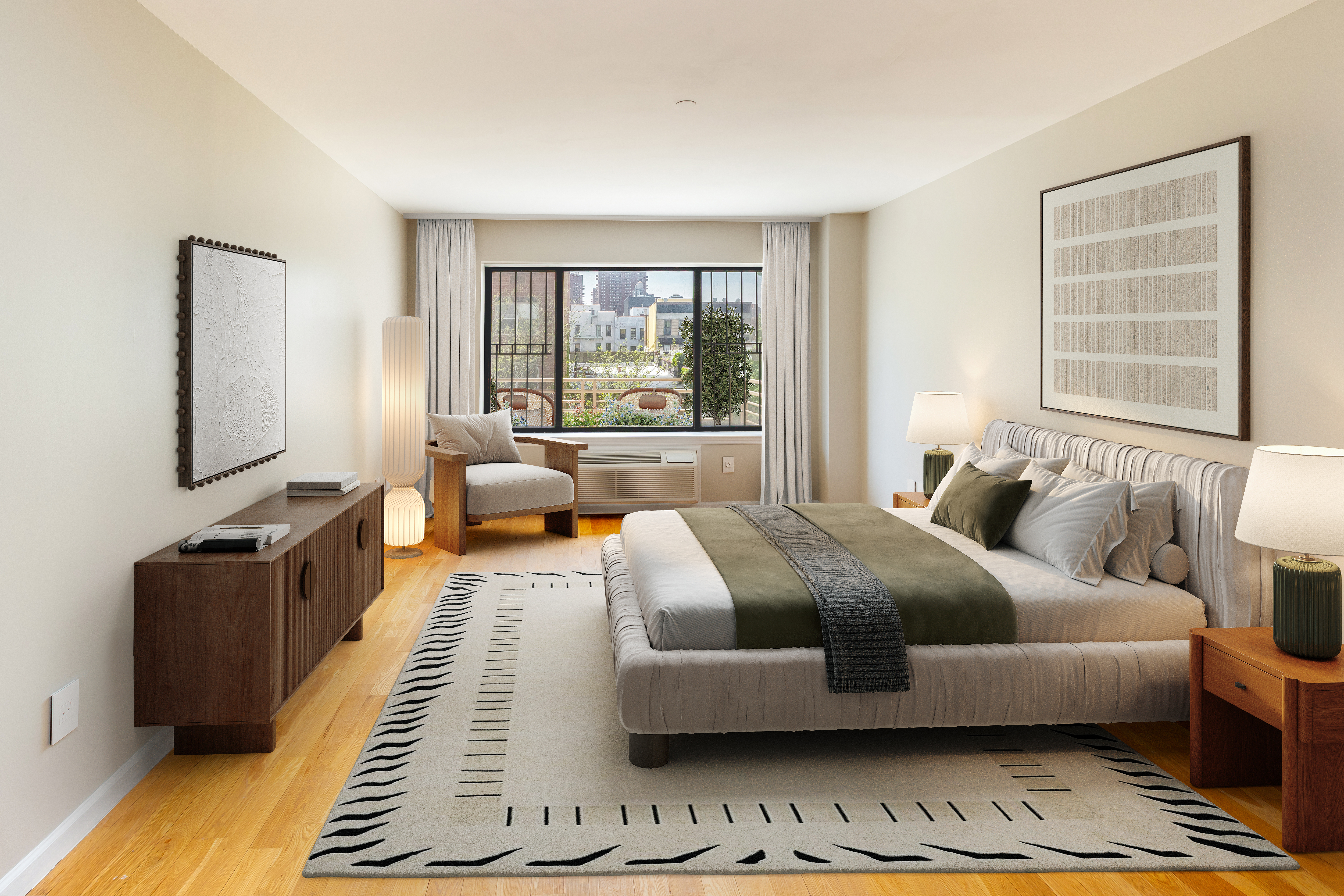 416 East 117th Street, Unit 5A Manhattan, NY 10035 - Photo 5 of 16 a spacious bedroom with a bed couch and a window