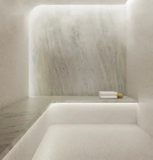 a bathroom with a bathtub