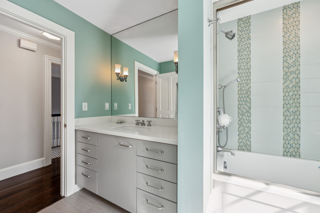 79 Pine Street Dover, MA 02030 - Photo 19 of 25 a bathroom with a double vanity sink mirror and shower