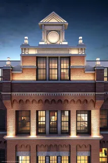 a front view of a building