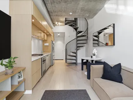 a living room with furniture