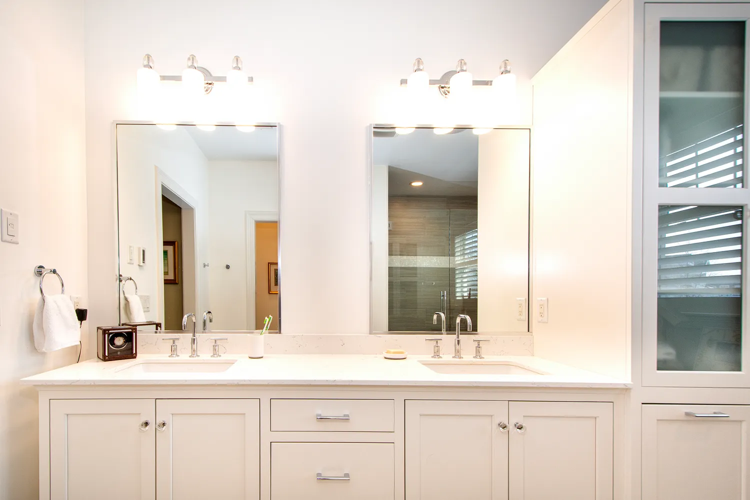 a view of a swimming pool with lawn chairs and a yard