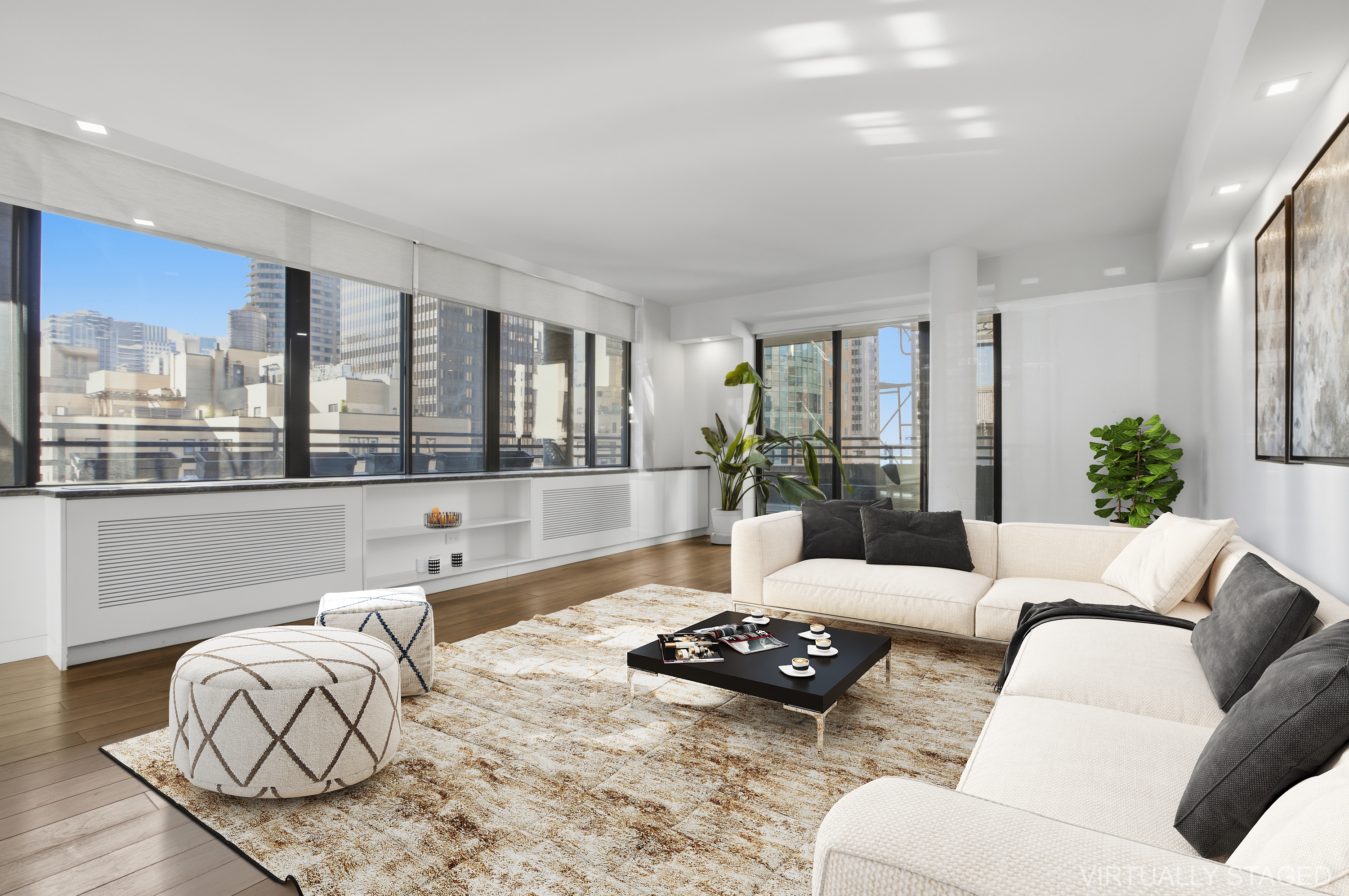 309 East 49th Street, Unit 21A Manhattan, NY 10017 - Photo 1 of 18 a living room with furniture and a large window