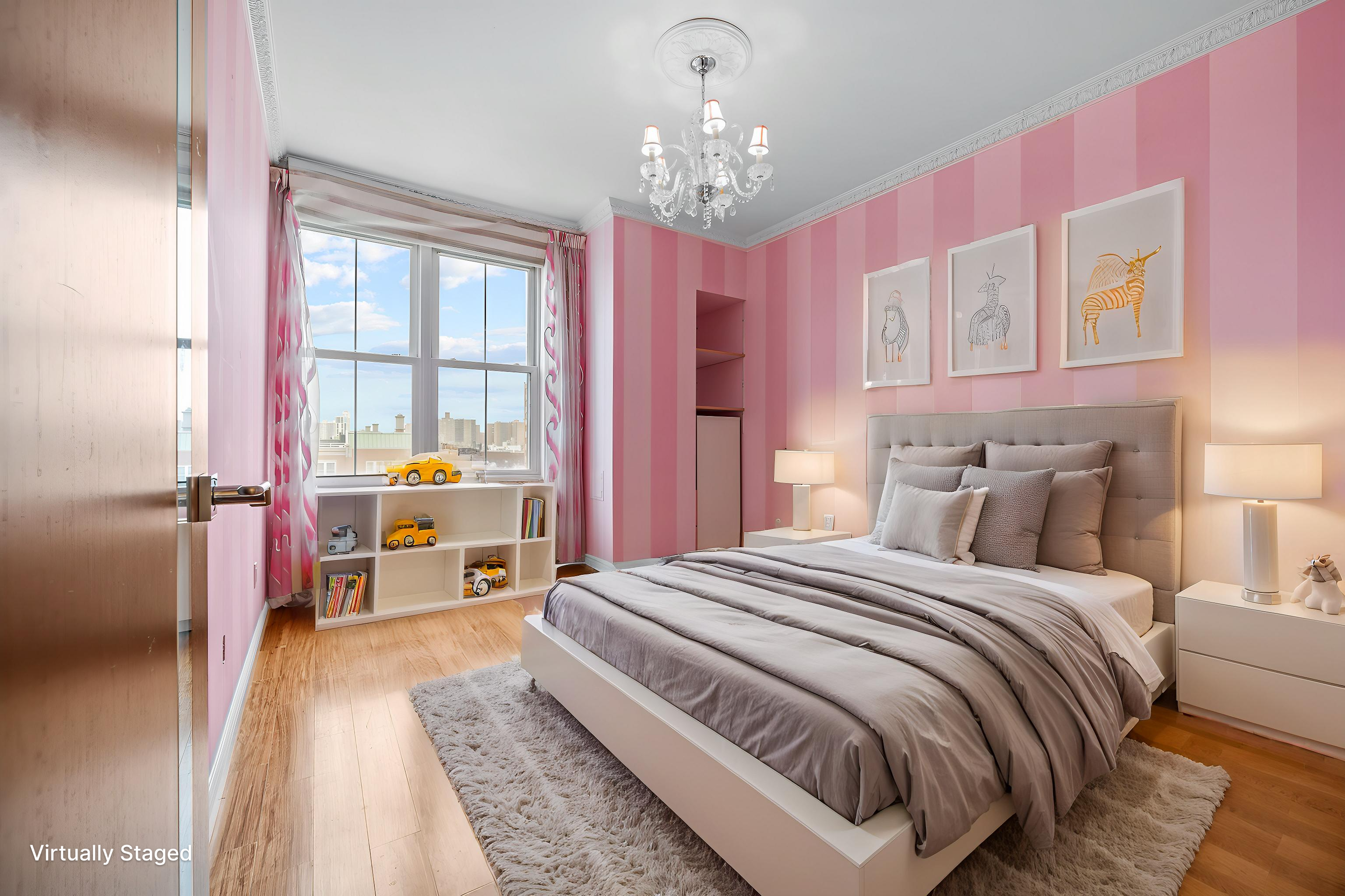 105 Oceana Drive East, Unit PH1D Brooklyn, NY 11235 - Photo 16 of 27 a bed room with a bed and a chandelier