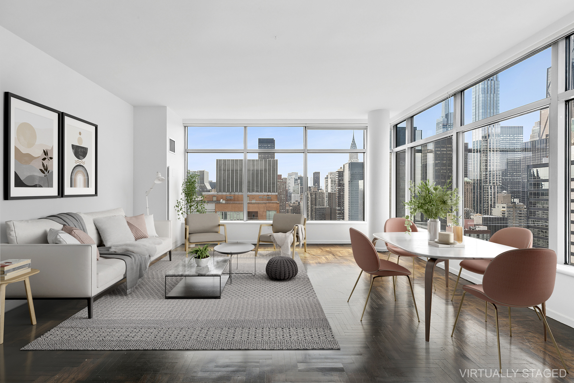 250 East 54th Street, Unit 35A Manhattan, NY 10022 - Photo 2 of 13 a living room with furniture and a large window