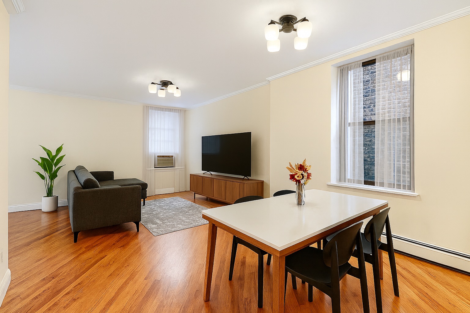 a living room with furniture and a flat screen tv