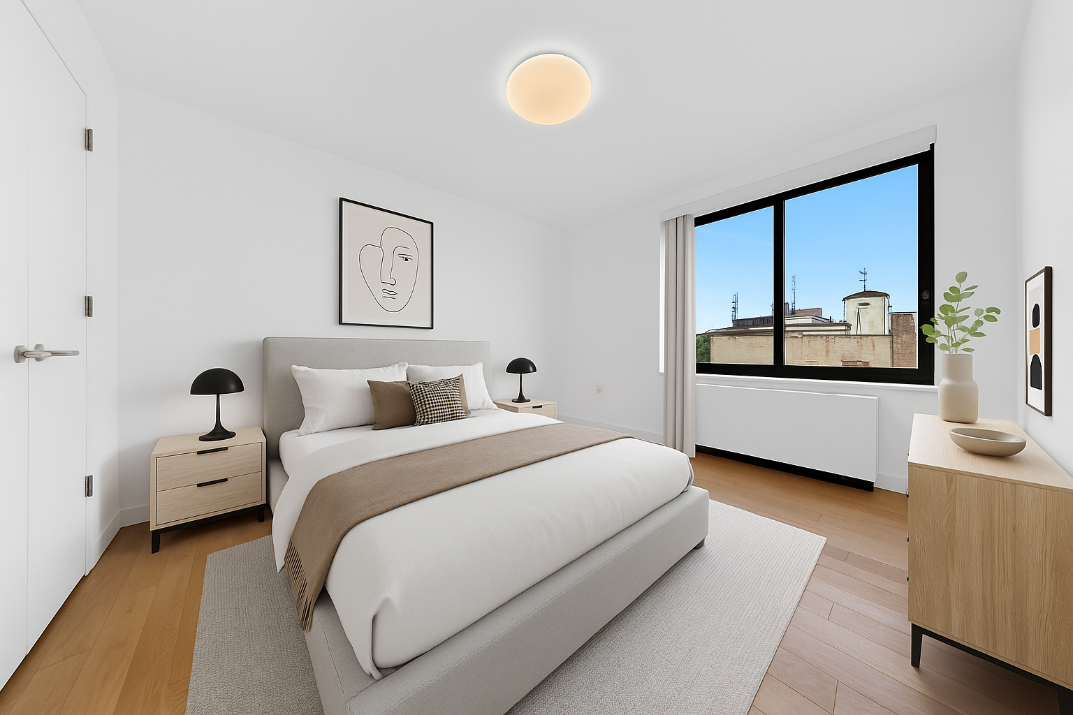 8 Vanderbilt Avenue, Unit 4D Brooklyn, NY 11205 - Photo 3 of 8 a bedroom with a bed mirror and window