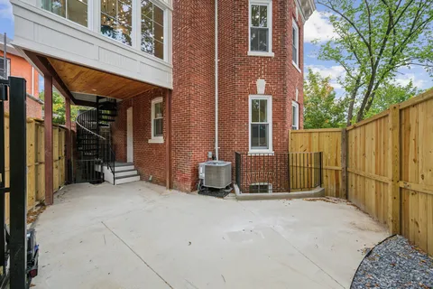 a view of a terrace with seating space