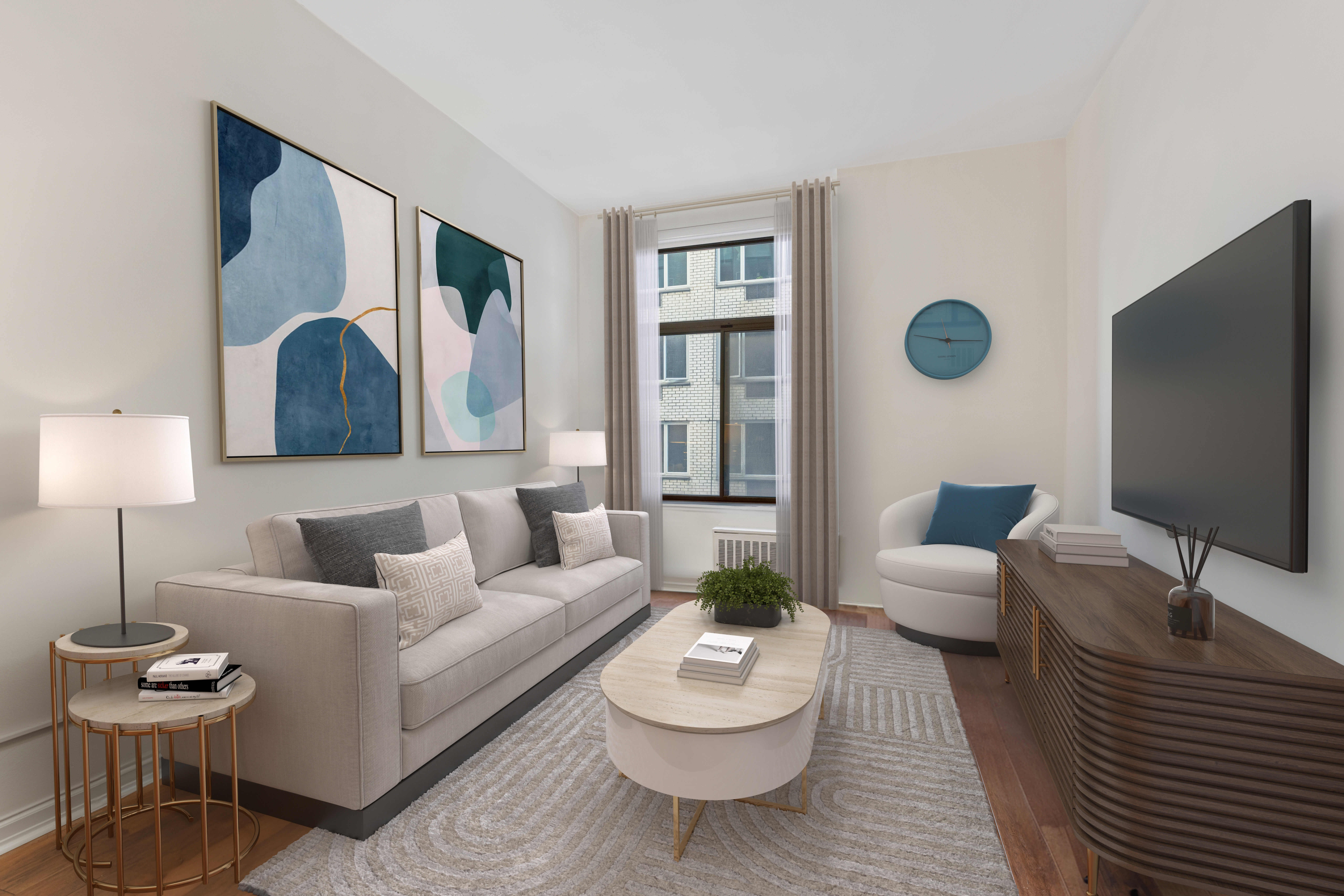 a living room with furniture and a flat screen tv