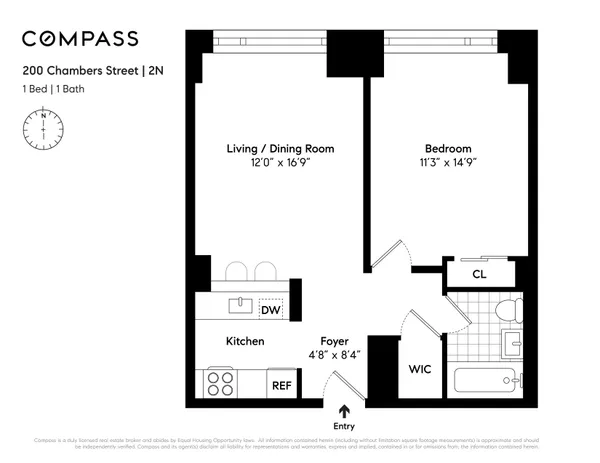 $7,200 | 200 Chambers Street, Unit 2N | TriBeCa