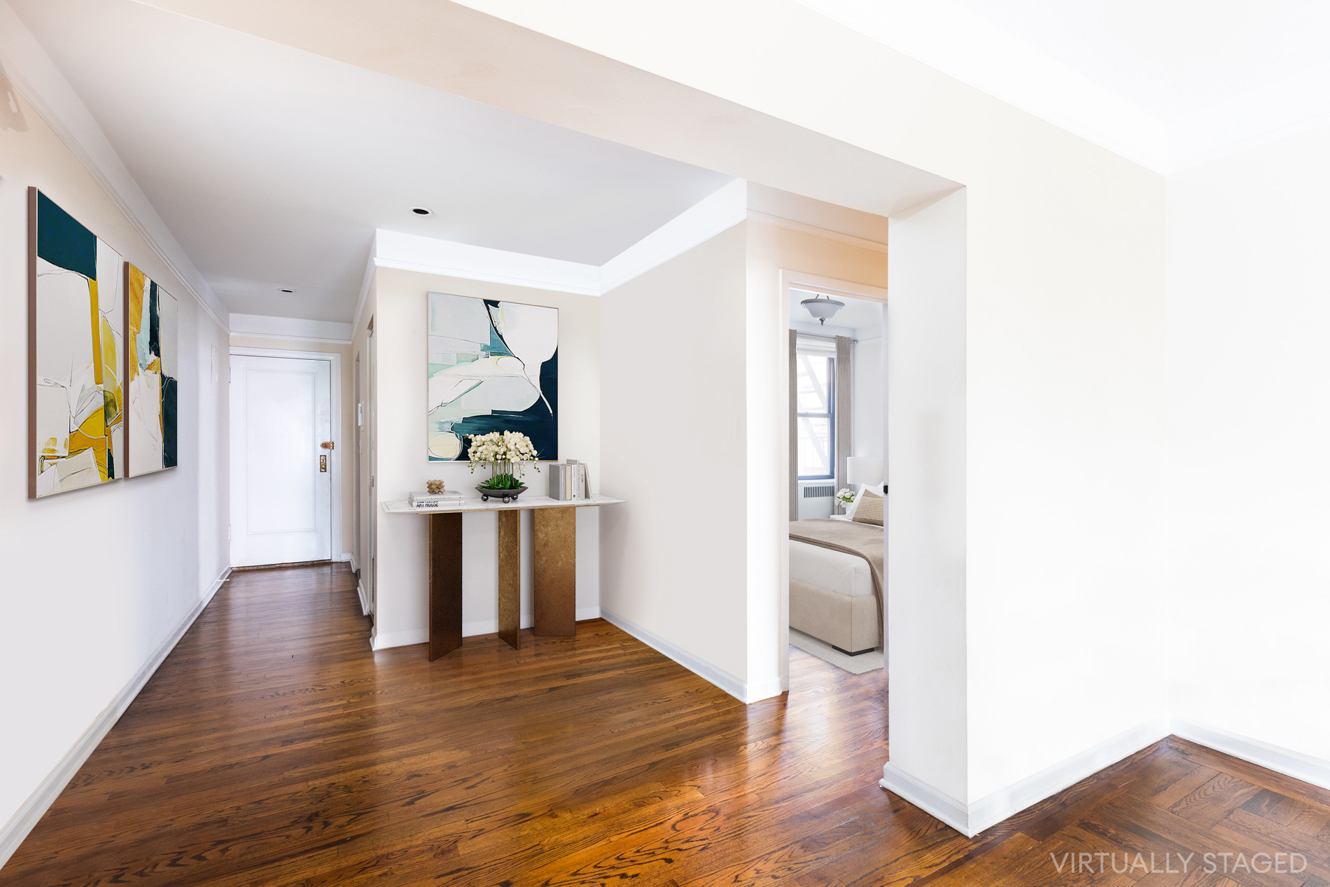 402 East 74th Street, Unit 4B Manhattan, NY 10021 - Photo 5 of 9 a room with wooden floor and white walls