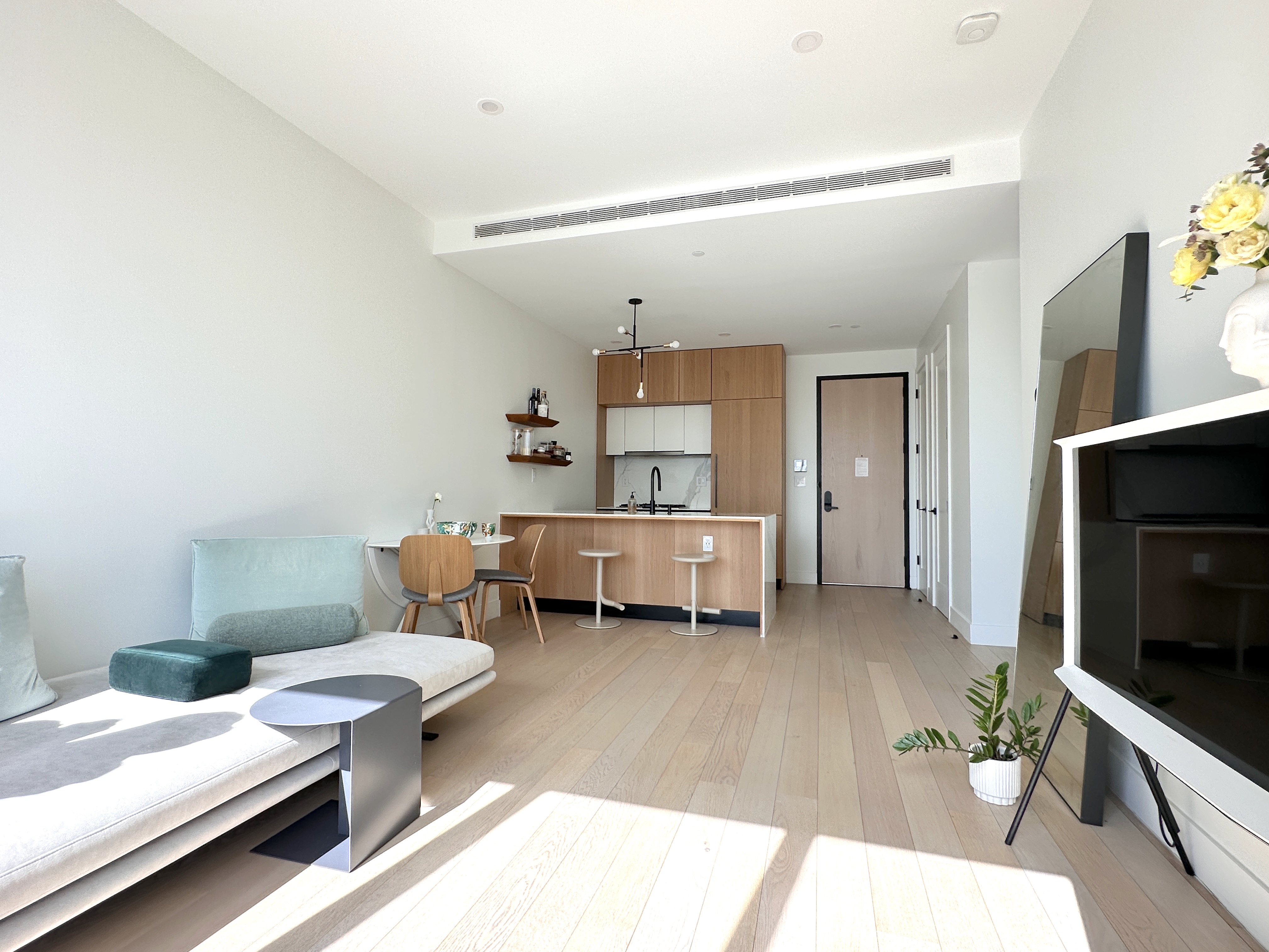 4507 Court Square West, Unit 10E Queens, NY 11101 - Photo 2 of 14 a living room with furniture and a flat screen tv