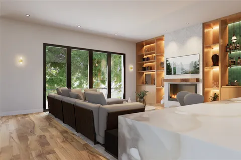 a bedroom with a large bed and a large window