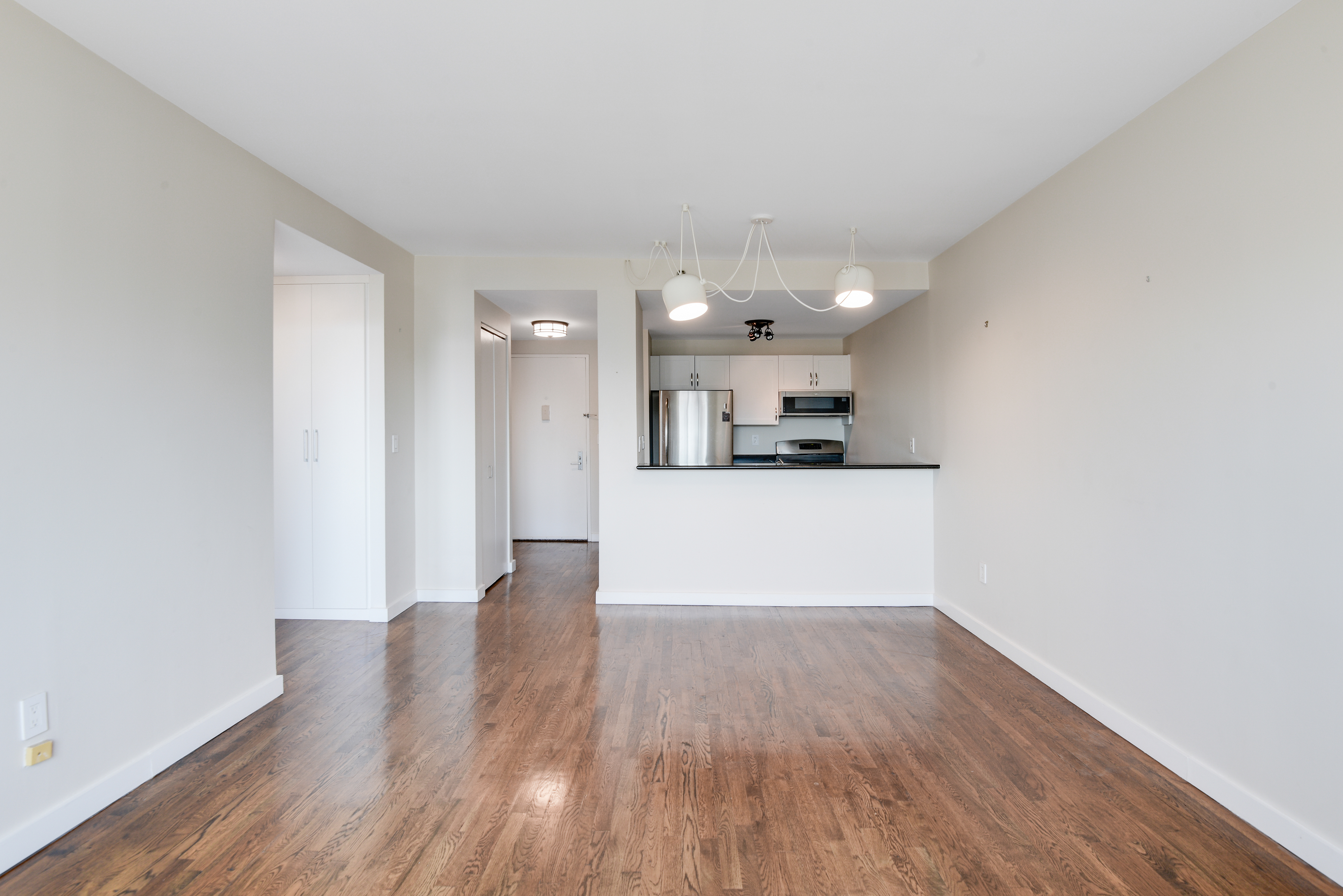 199 Bowery, Unit 11F Manhattan, NY 10002 - Photo 3 of 13 a view of a kitchen with wooden floor and a sink