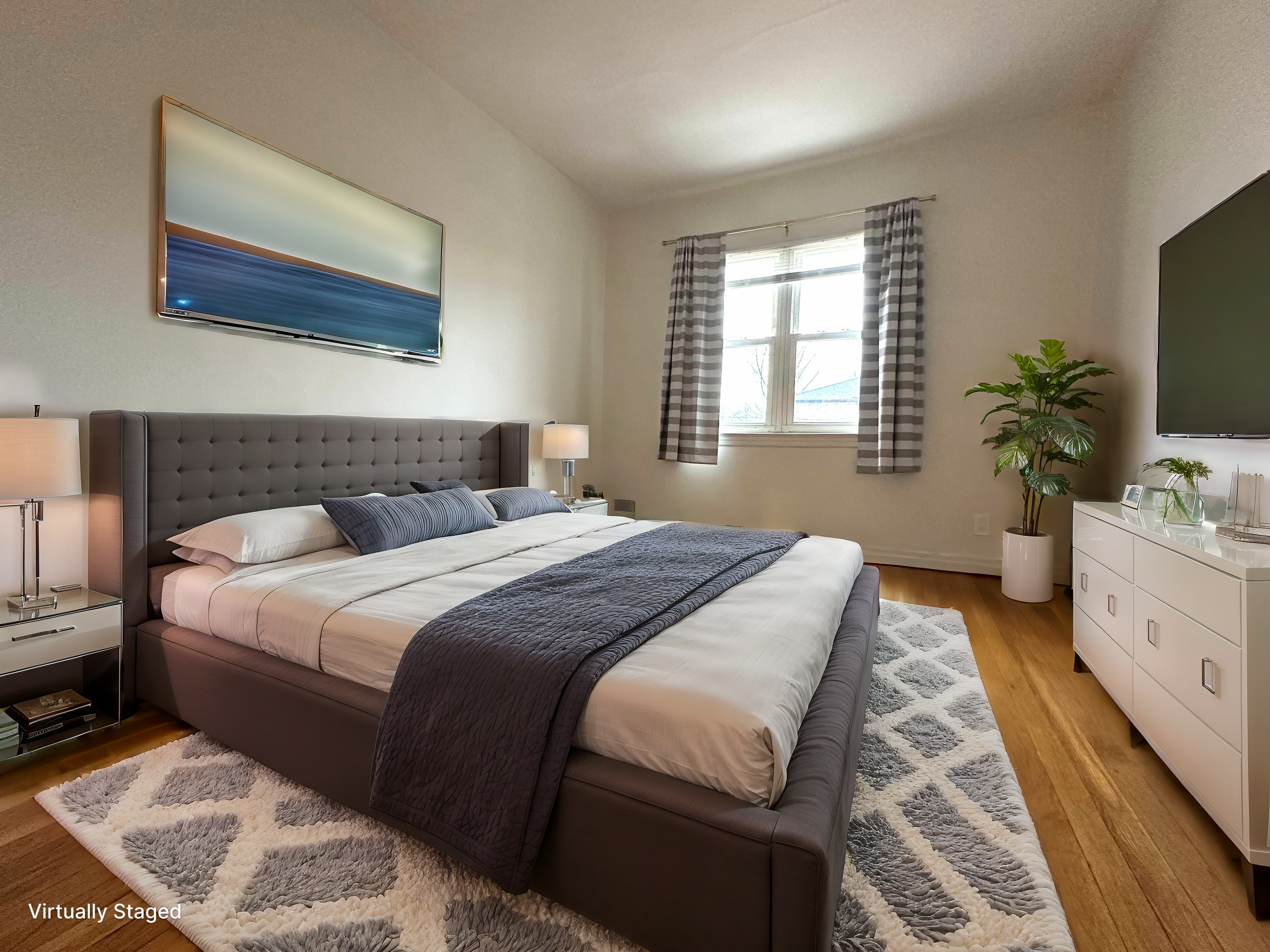 75-66 197th Street Queens, NY 11366 - Photo 12 of 14 a bedroom with a large bed and a flat screen tv