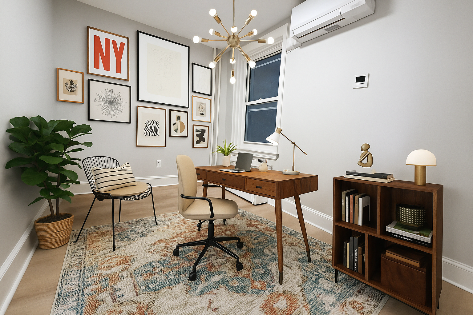 733 Metropolitan Avenue, Unit 3 Brooklyn, NY 11211 - Photo 5 of 13 a workspace with furniture and chandelier