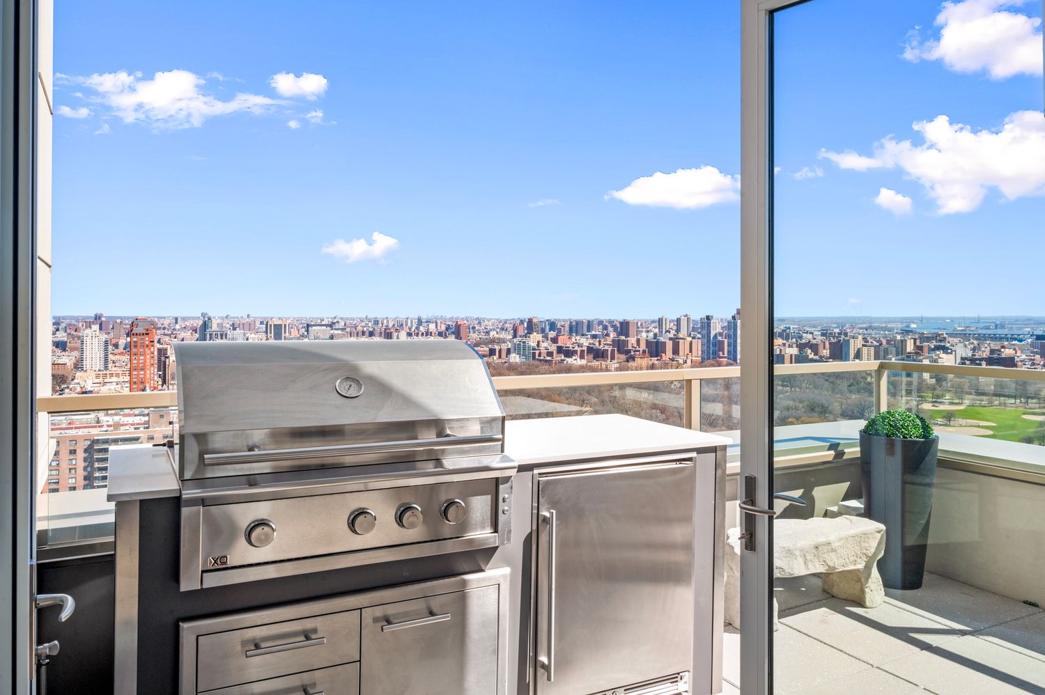 a kitchen with a stove and cabinets