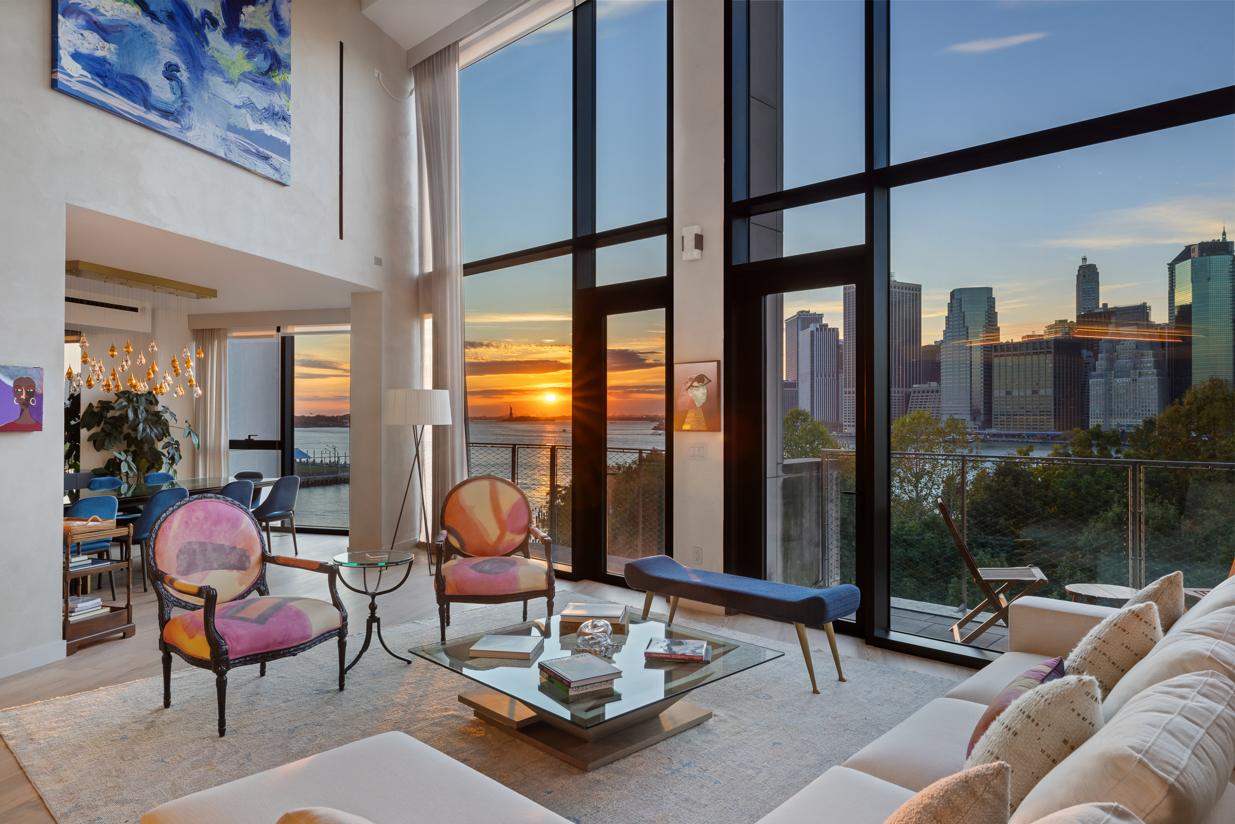 90 Furman Street, Unit N800 Brooklyn, NY 11201 - Photo 16 of 49 a living room with furniture and floor to ceiling windows