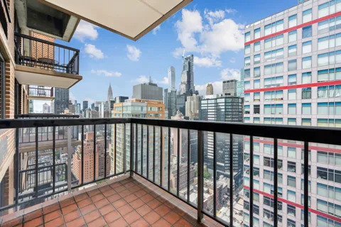 a view of city from a balcony