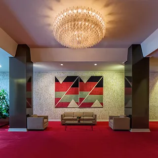 a front view of a building