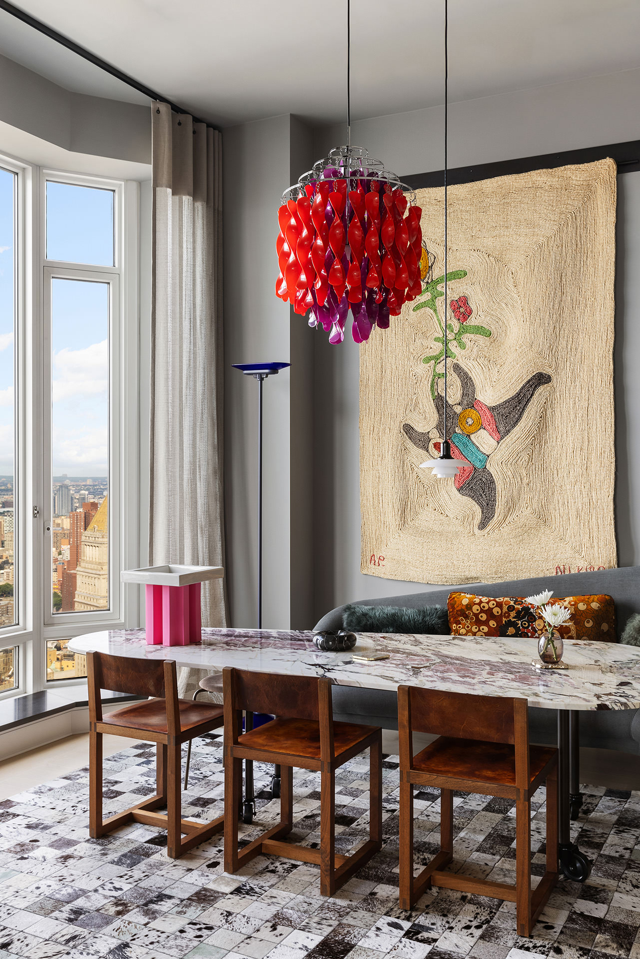 30 Park Place, Unit 59A Manhattan, NY 10007 - Photo 5 of 23 a living room with granite countertop furniture and a potted plant
