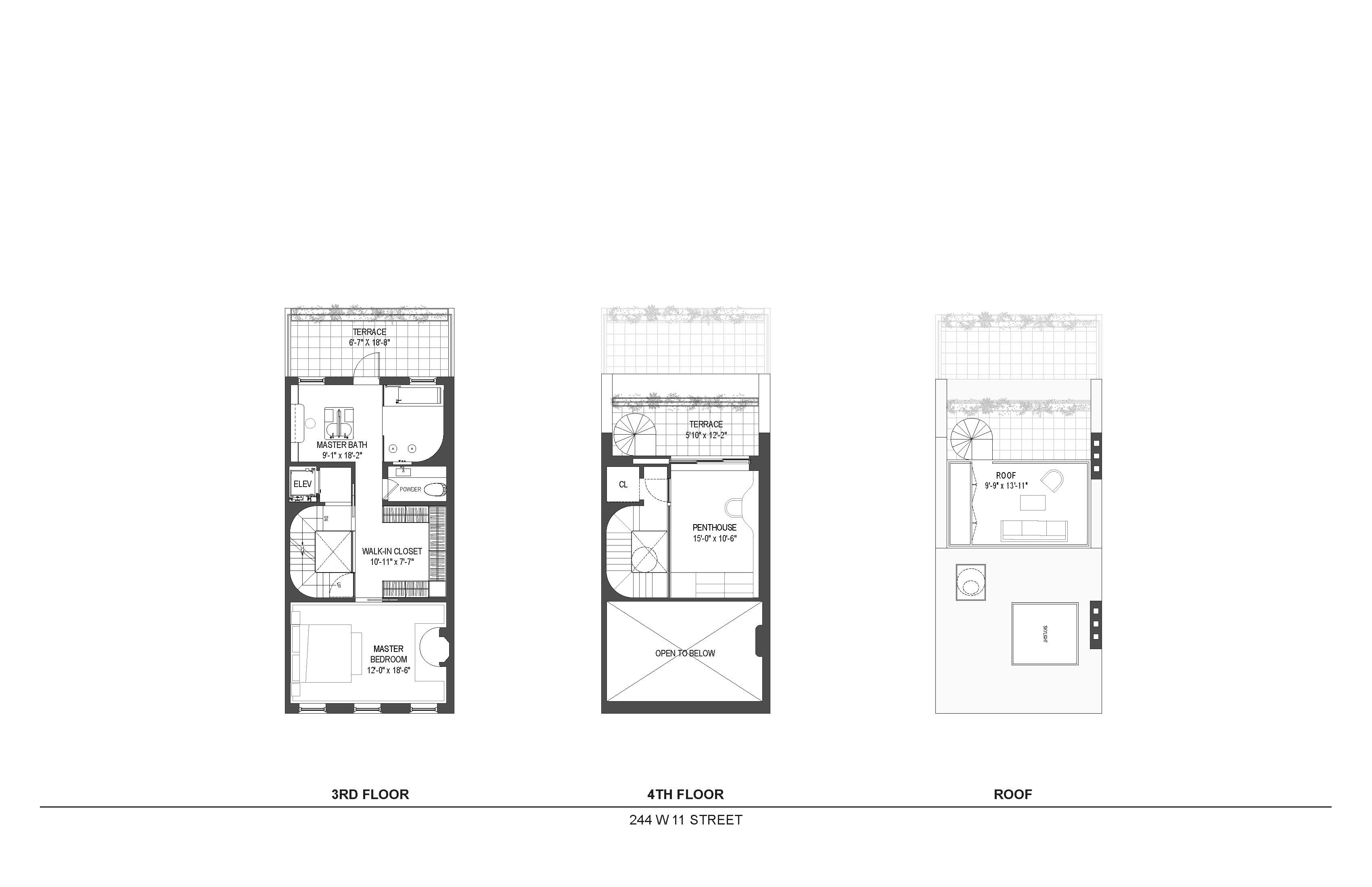 244 West 11th Street Manhattan, NY 10014 - Photo 21 of 29 a black and white photo of a living room