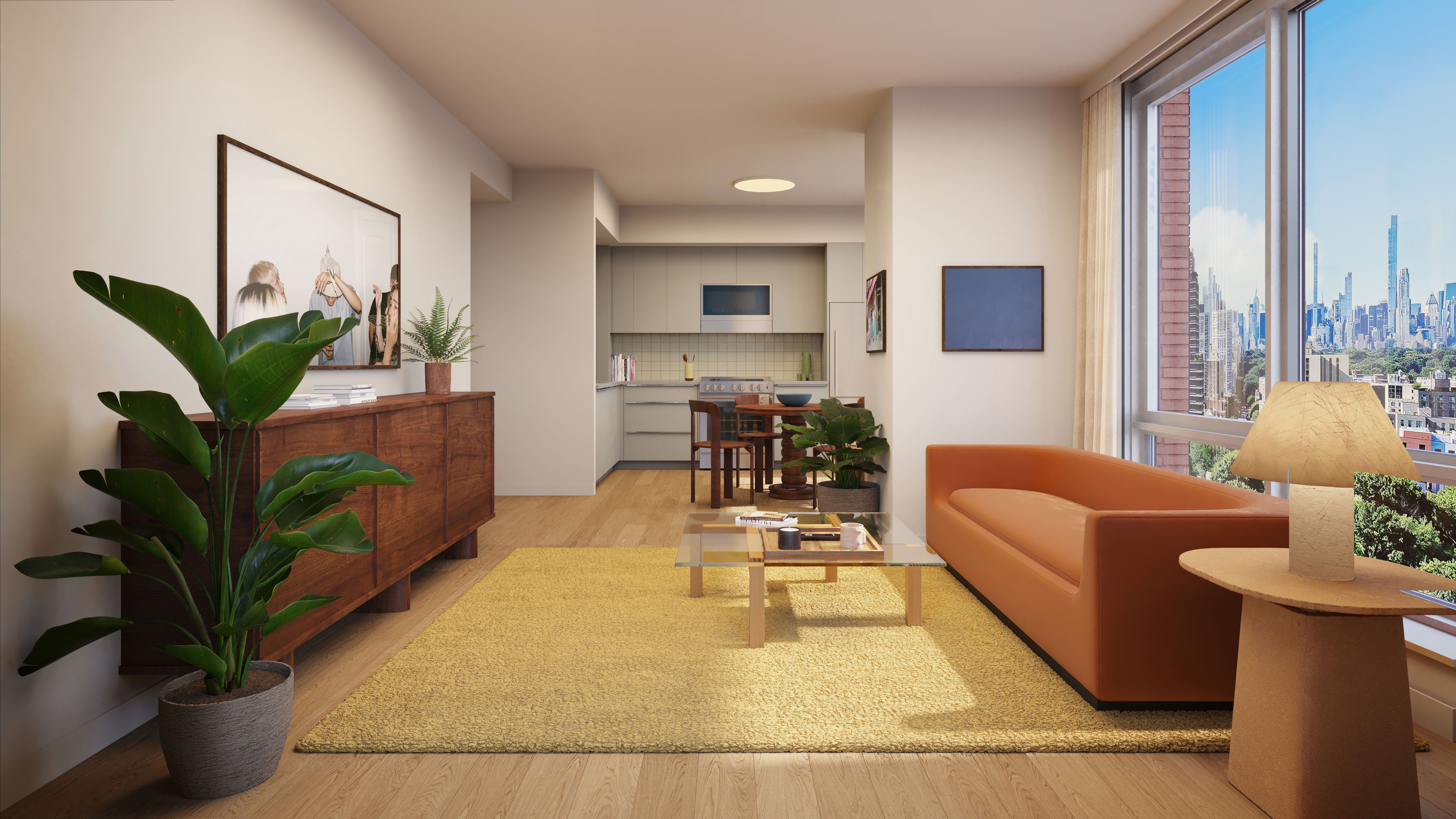 2035 5th Avenue, Unit 8Q Manhattan, NY 10035 - Photo 1 of 14 a living room with furniture and a potted plant