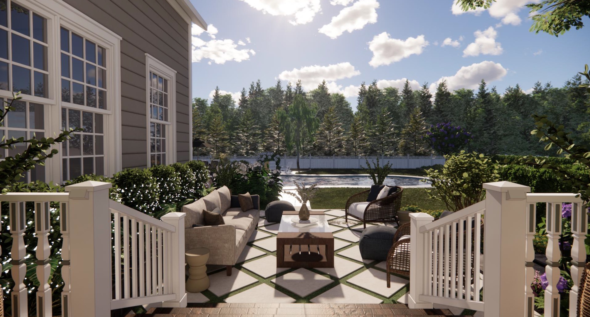 321 Lurgan Road New Hope, PA 18938 - Photo 5 of 30 a view of a patio with couches and table and chairs and potted plants