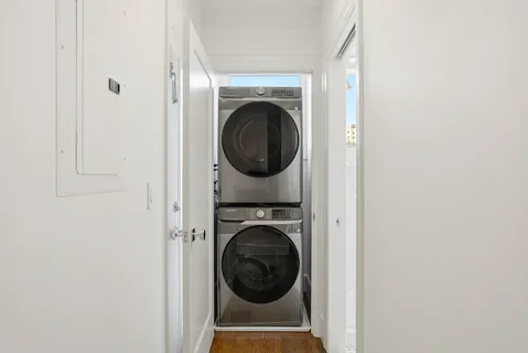 a utility room with dryer and washer