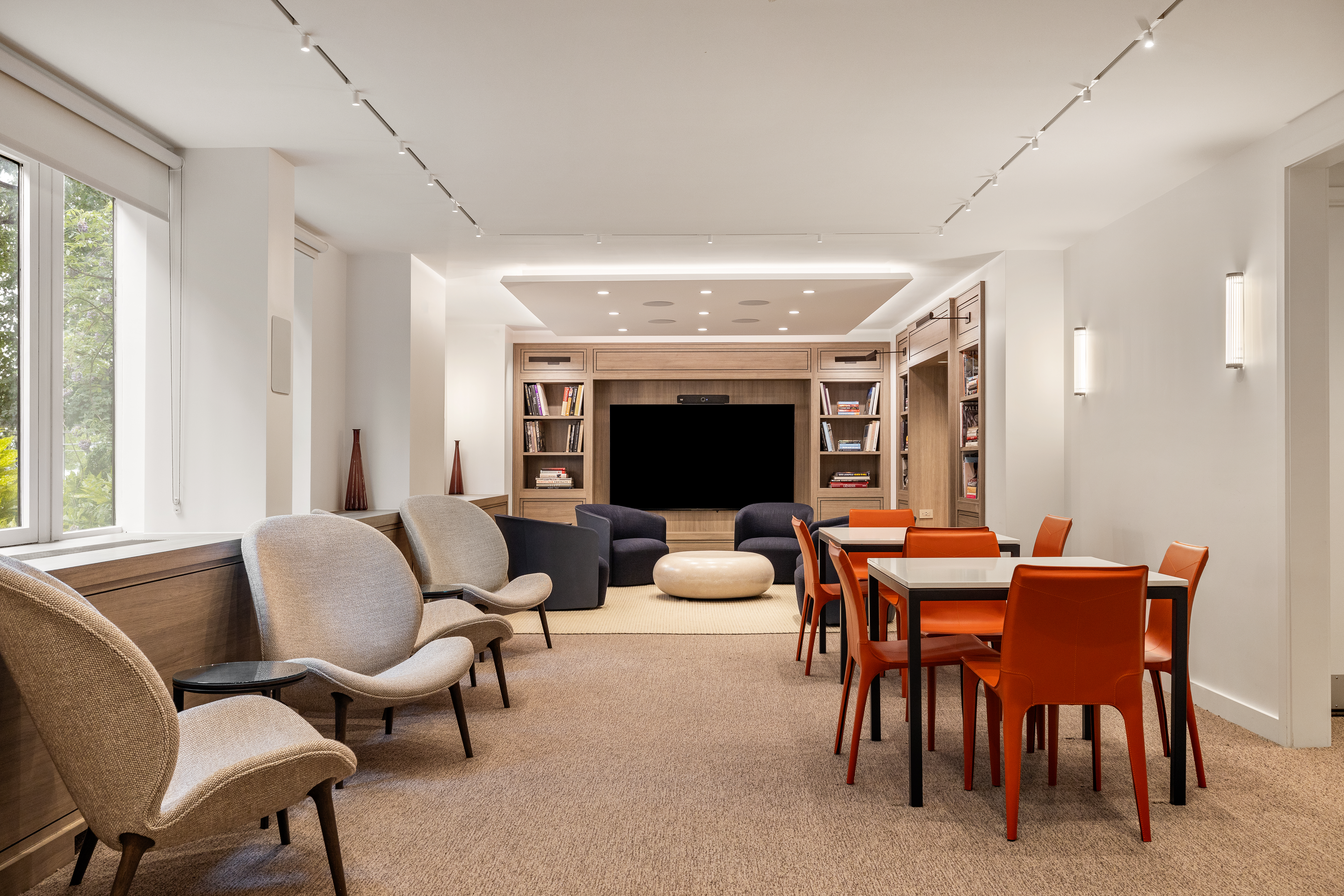 333 Rector Place, Unit 605 Manhattan, NY 10280 - Photo 8 of 13 a living room with furniture and a fireplace