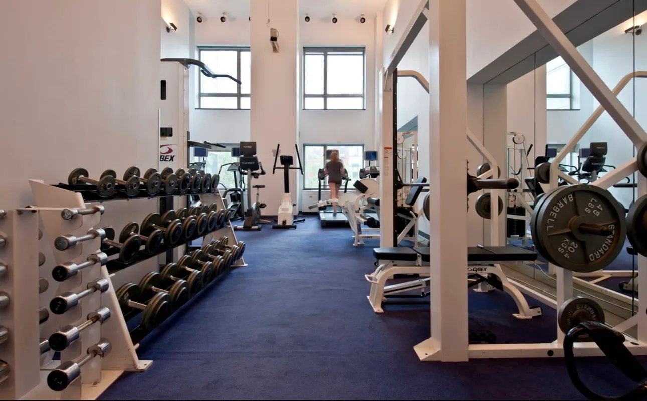 a view of a room with gym equipment