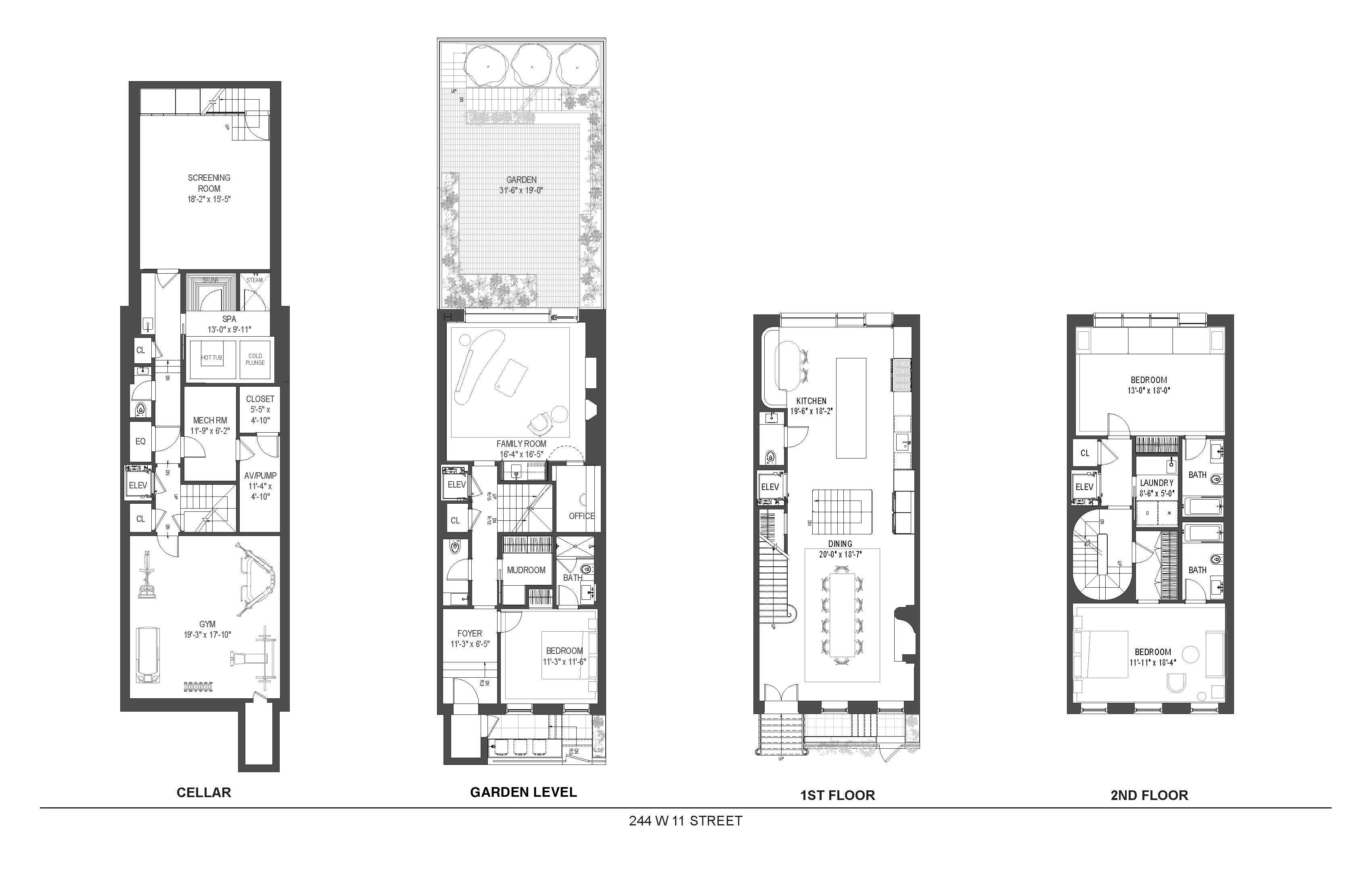 244 West 11th Street Manhattan, NY 10014 - Photo 20 of 29 a black and white photo of a living room